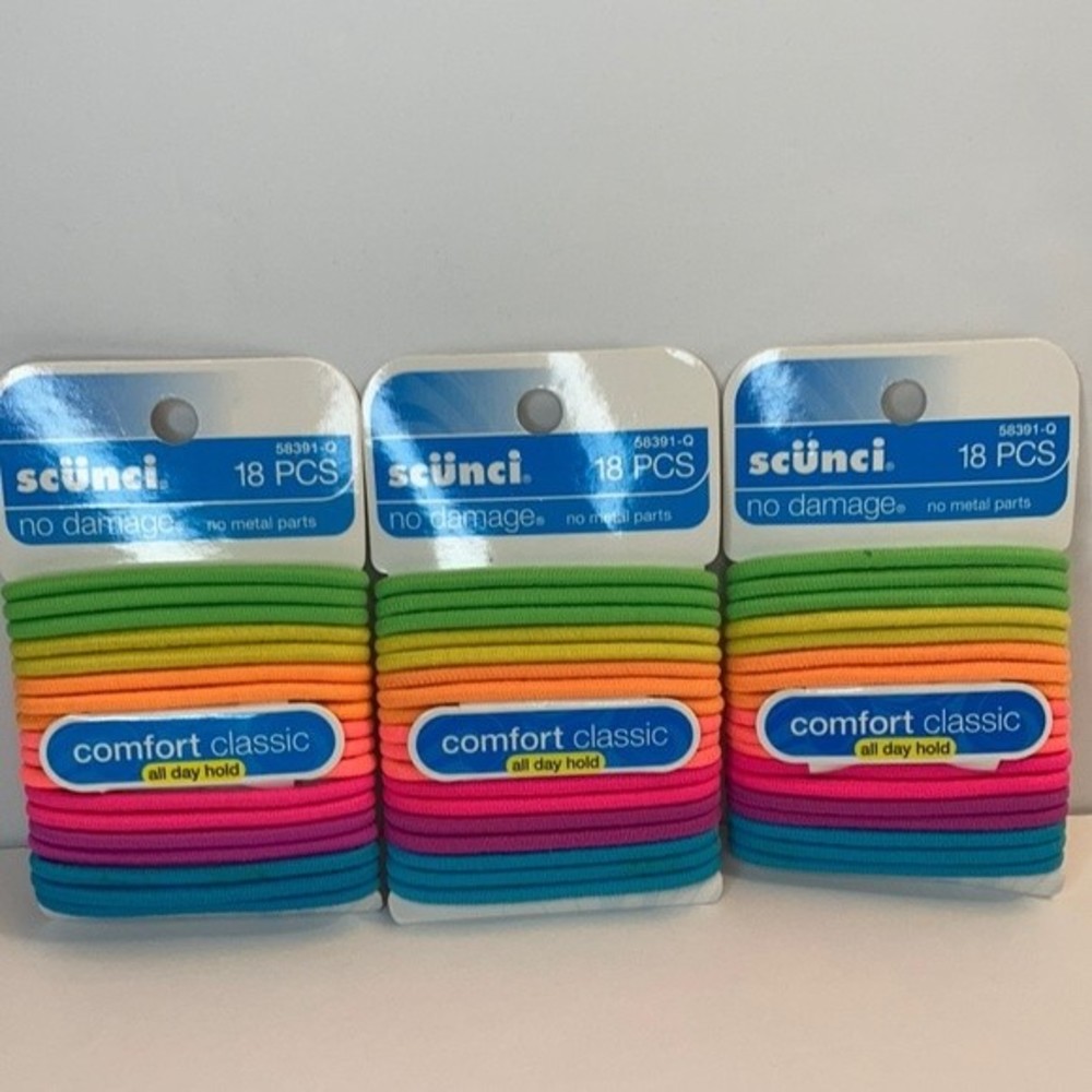 Scunci No Damage All Day Hold Hair Ties Ponytail Holder Elastics Bright